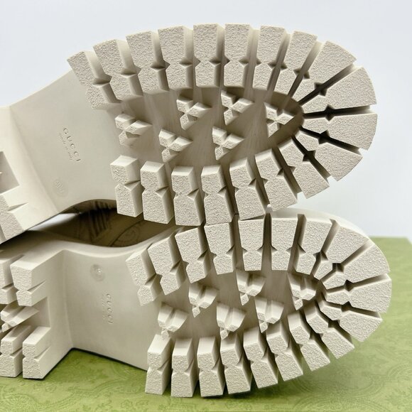 Gucci Marmont GG Interlock Embossed Lace Up Boots White Leather Platform EU 40.5 - Picture 13 of 13